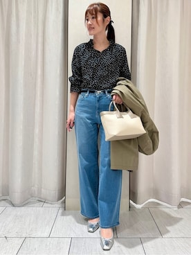 「アイテム（モッズコート、グリーン系）」を使った、komiさん（レディース・164cm）の春コーディネート