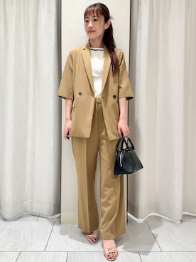 「アイテム（テーラードジャケット、イエロー系）」を使った、komiさん（レディース・164cm）の夏コーディネート