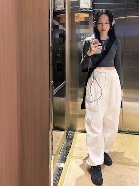「CLANE（クラネ）のアイテム（スラックス）」を使った、さいさん（レディース・158cm）の春コーディネート