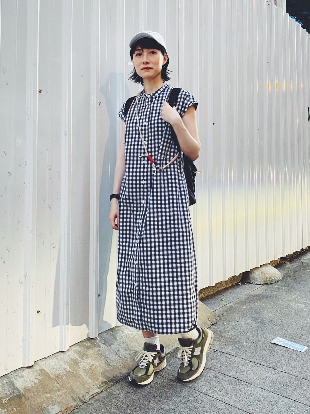 「niko and...のアイテム（帽子、ホワイト系）」を使った、さいさん（レディース・158cm）の夏コーディネートの1枚目の写真