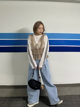 「ジーナシス」｜「アイテム（パンツ）」を使った、Arielさん（レディース・163cm）の春コーディネート