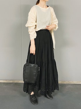 「Whim Gazette（ウィムガゼット）のアイテム（トップス）」を使った、Chocorooさん（レディース・156cm）の春コーディネート