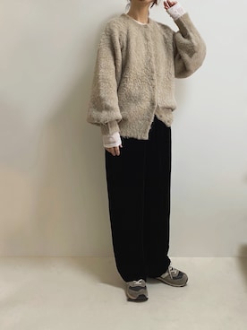 新品】ファーニットミドルカーディガン ダブルフェイスファーミドル