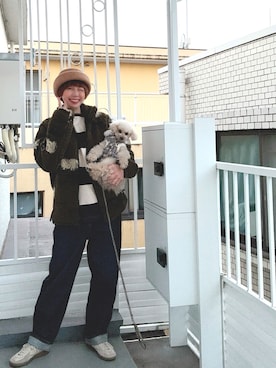 「アイテム（ノーカラージャケット）」を使った、chaco♪さん（レディース・157cm）の冬コーディネート