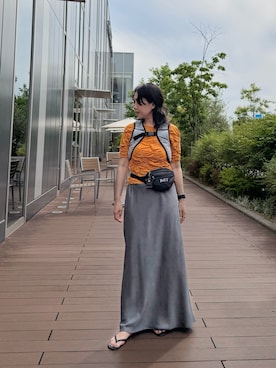 「MOUSSY（マウジー）のアイテム」を使った、maccoさん（レディース・162cm）の夏コーディネート
