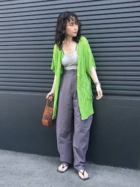 「ビーズバッグ」｜「アイテム（スラックス）」を使った、maccoさん（レディース・162cm）の夏コーディネート