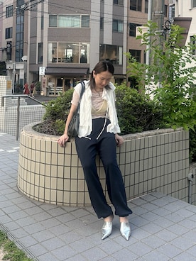 「アイテム（ショルダーバッグ）」を使った、maccoさん（レディース・162cm・40代）の夏コーディネート