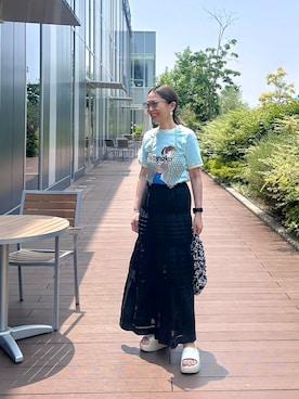 「アイテム（Tシャツ/カットソー）」を使った、maccoさん（レディース・162cm・40代）の夏コーディネート