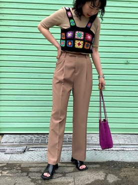 「KBF+（ケービーエフプラス）のアイテム（バッグ）」を使った、maccoさん（レディース・162cm）の夏コーディネート