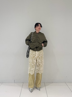 「アイテム（エコバッグ/サブバッグ）」を使った、maccoさん（レディース・162cm）の冬コーディネート