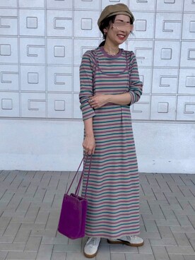 「KBF+（ケービーエフプラス）のアイテム（バッグ）」を使った、maccoさん（レディース・162cm）の秋コーディネート