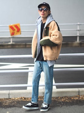 「Leyline（レイライン）のアイテム（ブルゾン）」を使った、yuumaさん（メンズ・173cm）の冬コーディネート