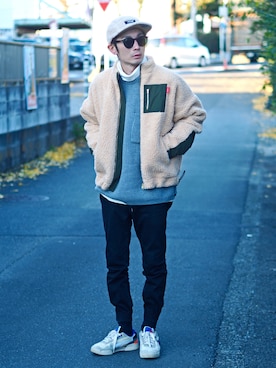 「ADER error（アーダーエラー）のアイテム（シューズ）」を使った、yuumaさん（メンズ・173cm）の冬コーディネート