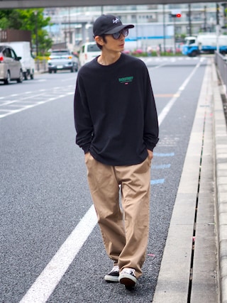 「Leyline（レイライン）の【Leyline】Backstreet l/s tee（Tシャツ/カットソー）」を使った、yuumaさん（メンズ・173cm）の春コーディネート