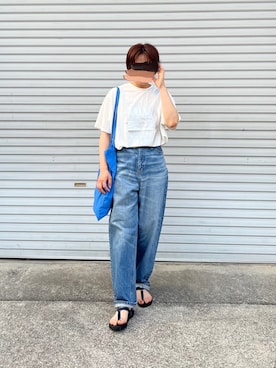「アイテム（サンダル、ブルー系）」を使った、ともさん（レディース・153cm）の夏コーディネート