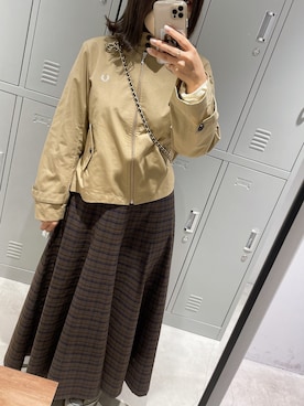 「FRED PERRY（フレッドペリー）のアイテム（ブルゾン）」を使った、かすみんさん（レディース・158cm）の春コーディネート