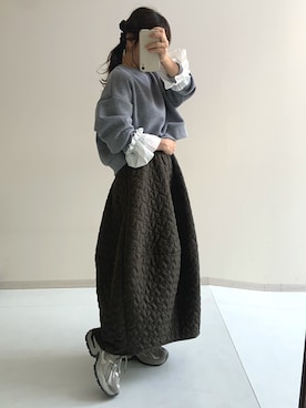 「レギュラー」｜「アイテム（スウェット）」を使った、たかゆかさん（レディース・154cm）の冬コーディネート