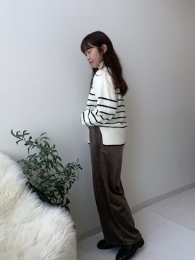 「ボーダーニット」｜たかゆか154cmさん（レディース・154cm）の秋コーディネート