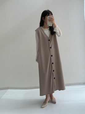 「アイテム（ジャンパースカート）」を使った、たかゆかさん（レディース・154cm）の春コーディネート