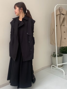 「黒」｜「アイテム（ベスト）」を使った、たかゆかさん（レディース・154cm）の夏コーディネート