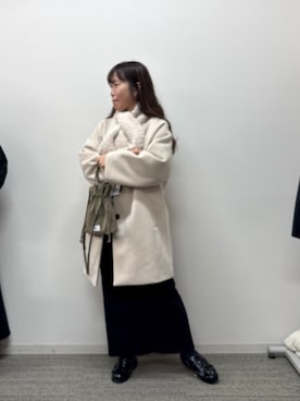 「アイテム（ノーカラーコート）」を使った、たかゆか154cmさん（レディース・154cm）の秋コーディネート