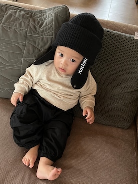 「H&M（エイチ・アンド・エム）のアイテム（スウェット）」を使った、itttttttoさん（キッズ・70cm）の秋コーディネート