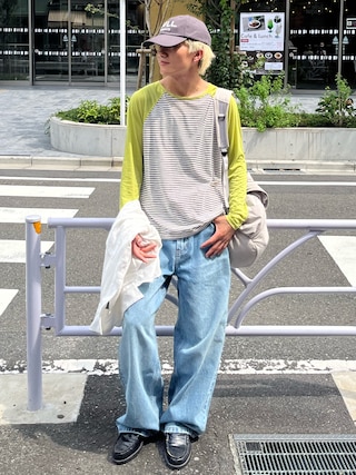 「common gull products.（コモンガルプロダクツ）の夏の抜け殻のボートネックラグラン（Tシャツ/カットソー）」を使った、reijiro さん（メンズ・165cm）の秋コーディネート