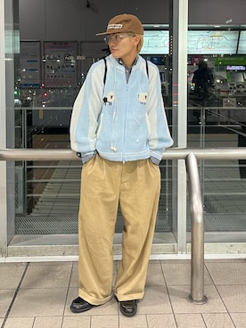 「elldu（エルドゥ）の「elldu/エルドゥ」every x5 stitch cap  ステッチキャップ ユニセックス（Cap、ブラウン系）」を使った、reijiro さん（メンズ・165cm）の春コーディネート