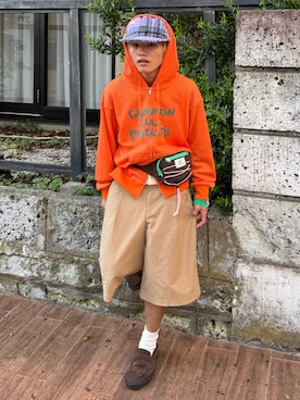 「common gull products.（コモンガルプロダクツ）の暮れかけのラグラン（Tシャツ/カットソー、ホワイト系）」を使った、reijiro さん（メンズ・165cm）の秋コーディネート