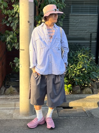 「WETTEMPT(ウィテンプト)の2TUCK WIDE HALF SLACKS / ツータックワイドハーフスラックス(スラックス)」を使った、reijiro さん(メンズ・165cm)の秋コーディネート