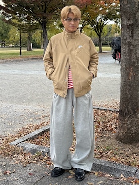 「アイテム（スウェットパンツ）」を使った、reijiro さん（メンズ・165cm・20代）の秋コーディネート