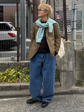 「アイテム（テーラードジャケット、ブラウン系）」を使った、reijiro さん（メンズ・165cm）の冬コーディネート