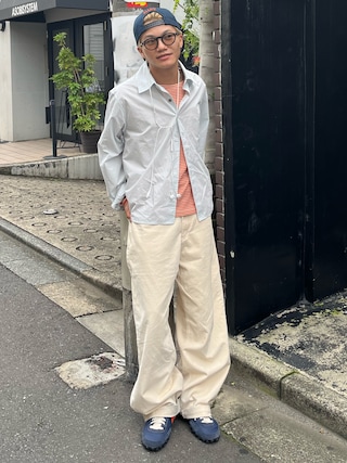 「elldu(エルドゥ)のウェイバーチェーンステッチキャップネイビー(キャップ)」を使った、reijiro さん(メンズ・165cm)の秋コーディネート