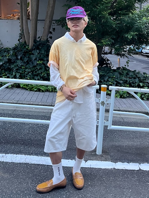 「 hellam(へラム)のサーモントメガネ(メガネ)」を使った、reijiro さん(メンズ・165cm)の秋コーディネート