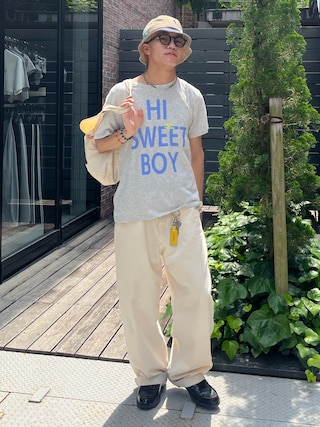「common gull products.(コモンガルプロダクツ)の巡る言葉とTシャツ(Tシャツ/カットソー)」を使った、reijiro さん(メンズ・165cm)の夏コーディネート