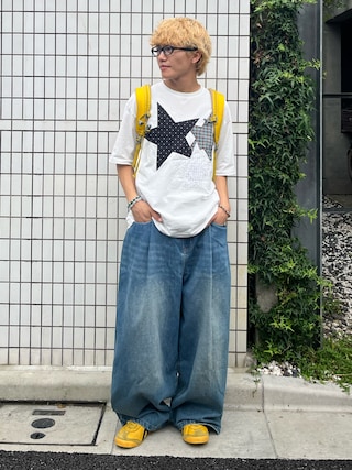 「CIAOPANIC（チャオパニック）のスターパッチワークTee（Tシャツ/カットソー）」を使った、reijiro さん（メンズ・165cm）の夏コーディネート