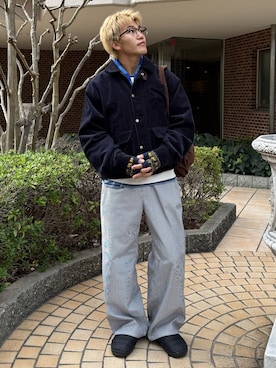 「アイテム（サンダル）」を使った、reijiro さん（メンズ・165cm）の冬コーディネート