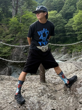 「thisisneverthat（ディスイズネバーザット）のWashed Nylon Waist Bag（ボディバッグ/ウエストポーチ）」を使った、reijiro さん（メンズ・165cm・20代）の夏コーディネート