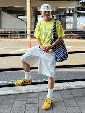 「アイテム（チノパンツ）」を使った、reijiro さん（メンズ・165cm）の夏コーディネート