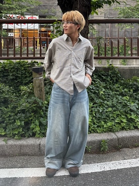 「2CUBE（トゥキューブ）のMetro Round(Clear-eyewear)（Glasses、その他）」を使った、reijiro さん（メンズ・165cm）の春コーディネート