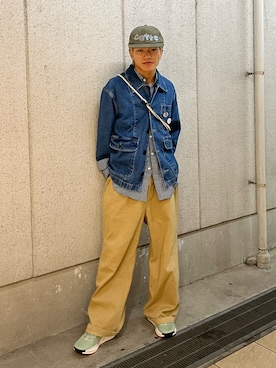 「アイテム（メッセンジャーバッグ）」を使った、reijiro さん（メンズ・165cm）の春コーディネート