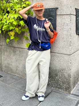 「BROKEN BASE（ブロークンベース）のアイテム（トップス）」を使った、reijiro さん（メンズ・165cm）の夏コーディネート