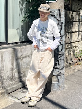 「epnok（エプノック）の【EPNK】Assortment graphic Tee / アソートグラフィックTee（T Shirts、ホワイト系）」を使った、reijiro さん（メンズ・165cm）の春コーディネート
