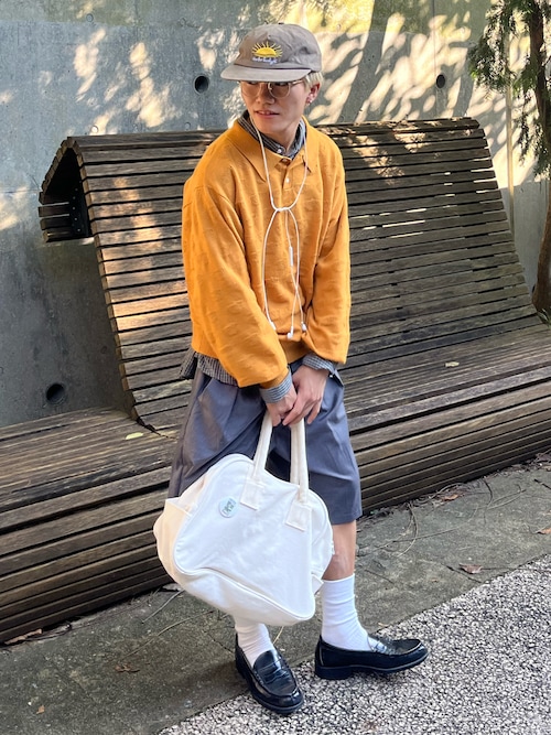 「Elanque(エランク)のSheep Embroidery Knit Polo / ヒツジ柄編みニットポロ(ニット/セーター)」を使った、reijiro さん(メンズ・165cm)の秋コーディネート