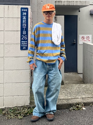 「PARTIMENTO(パルティメント)のナイロンPAボールキャップオレンジ(キャップ)」を使った、reijiro さん(メンズ・165cm)の秋コーディネート