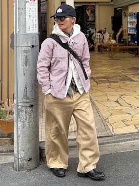 「アイテム（帽子）」を使った、reijiro さん（メンズ・165cm）の春コーディネート