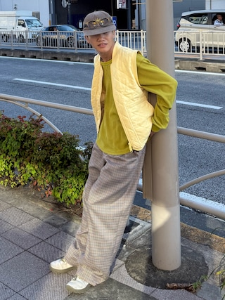 「common gull products.(コモンガルプロダクツ)の片付かないワッフルロンtee(Tシャツ/カットソー)」を使った、reijiro さん(メンズ・165cm)の秋コーディネート