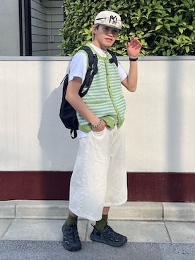 「アイテム（キャップ）」を使った、reijiro さん（メンズ・165cm）の夏コーディネート