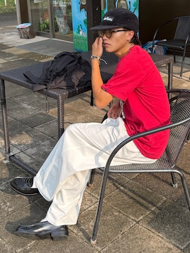 「WILD THINGS（ワイルドシングス）のアイテム（キャップ）」を使った、reijiro さん（メンズ・165cm）の夏コーディネート