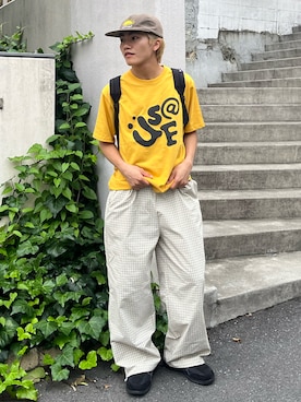 「ASICS（アシックス）のアイテム」を使った、reijiro さん（メンズ・165cm）の夏コーディネート